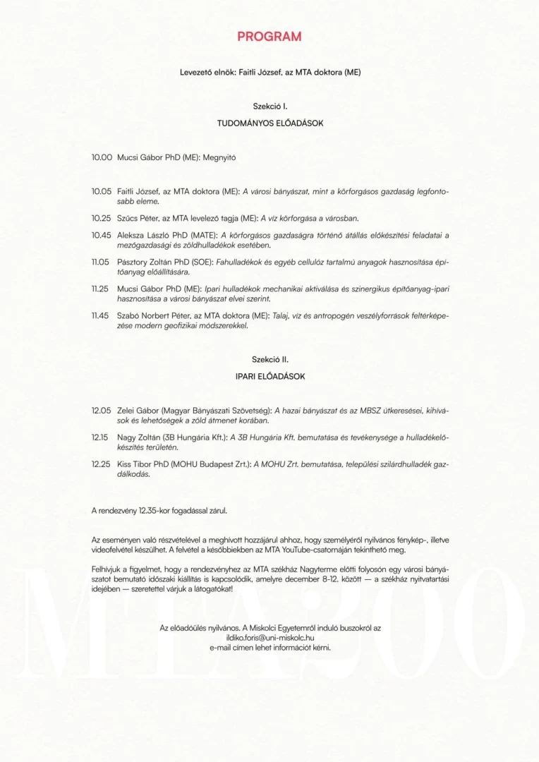 MTA_X_o_Városi Bányászat Előadóülés Meghívó 2025-12-10-2
